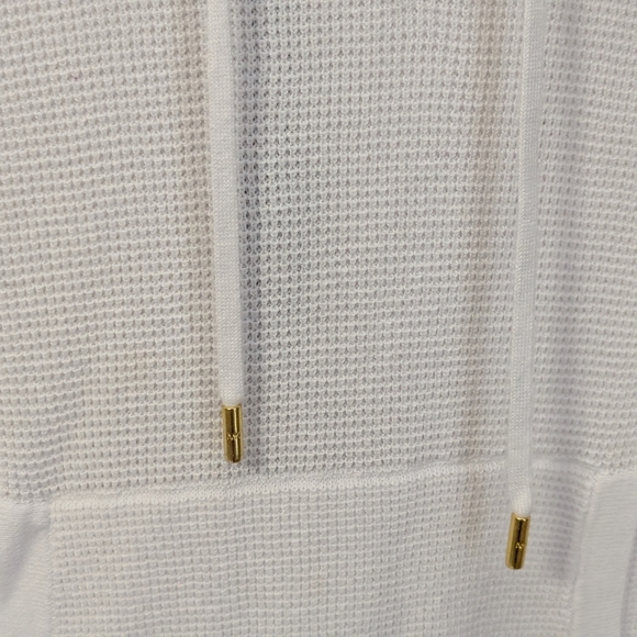 Michael Kors White Waffle Knit Hooded Women's Sweater Size XL - Picture 4 of 11